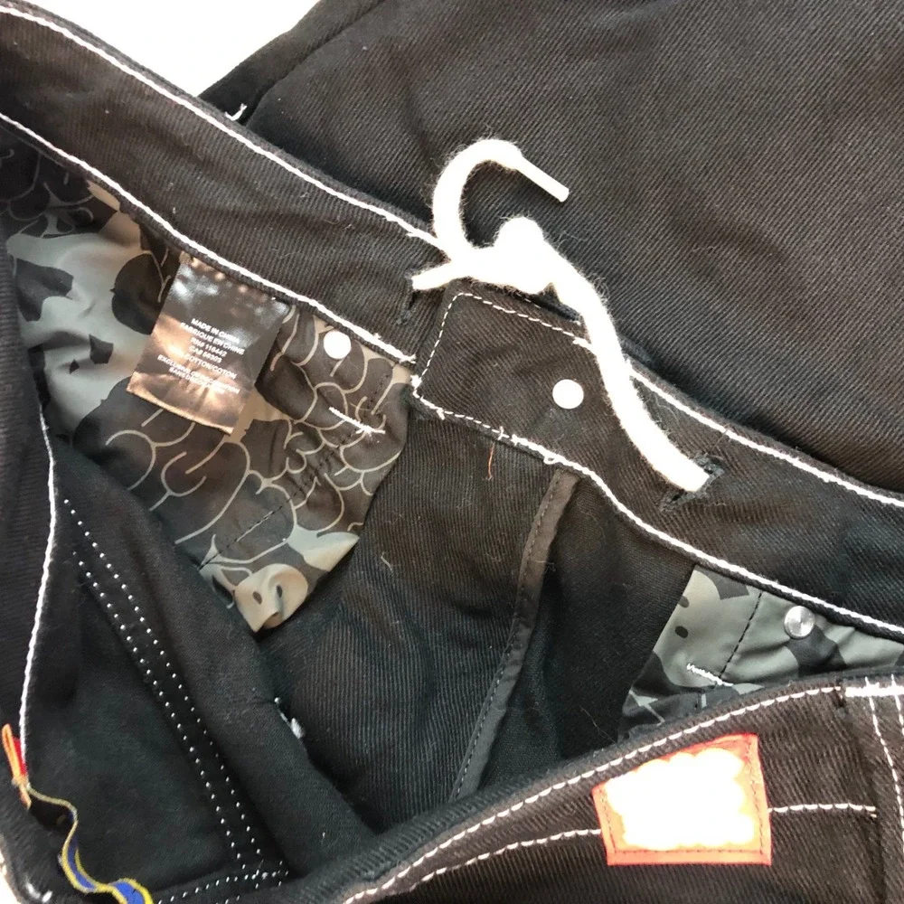 Empyre Black Pants Mens 34x30 Relaxed Skater Grunge Y2K Embroidered Graffiti Cat